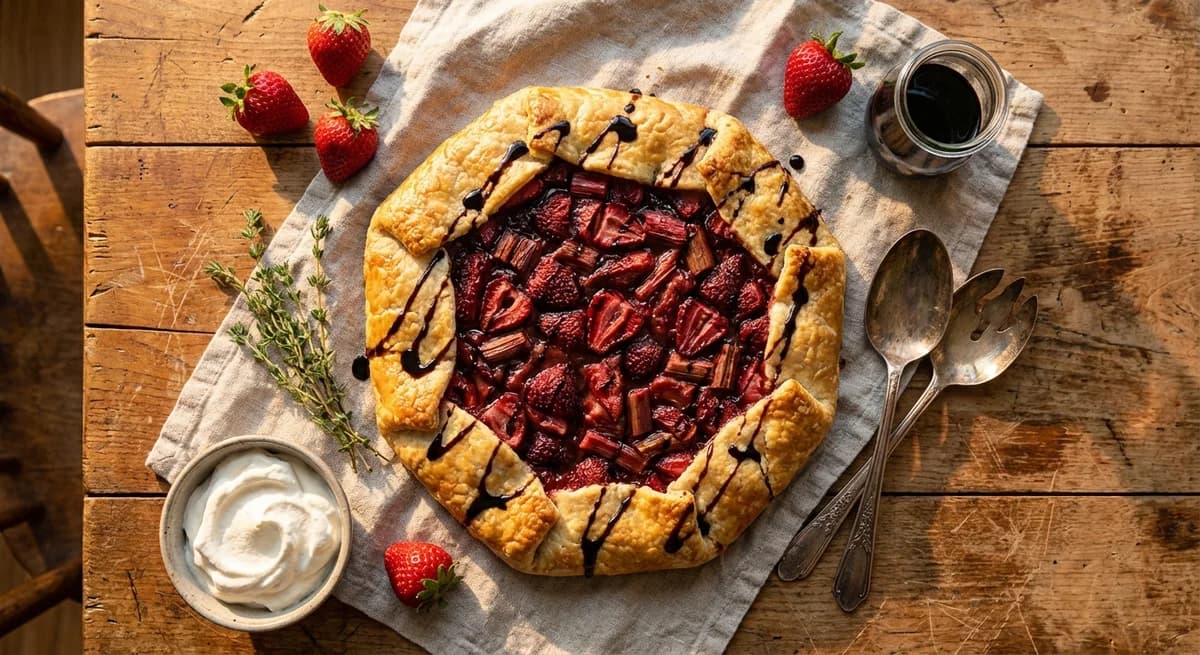 Balsamic Strawberry Rhubarb Galette