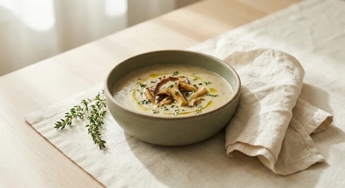 Creamy Garlic Oyster Mushroom Soup Recipe