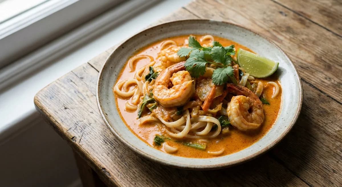 Creamy Red Curry Prawn Noodles