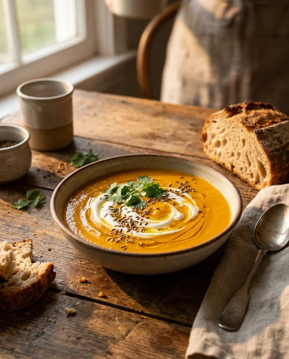 Creamy Roasted Moroccan Carrot Soup Recipe