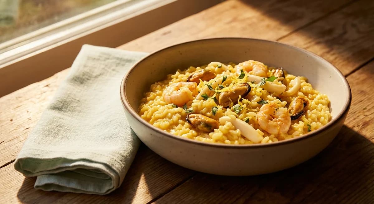 Creamy Saffron Meloso Rice with Seafood
