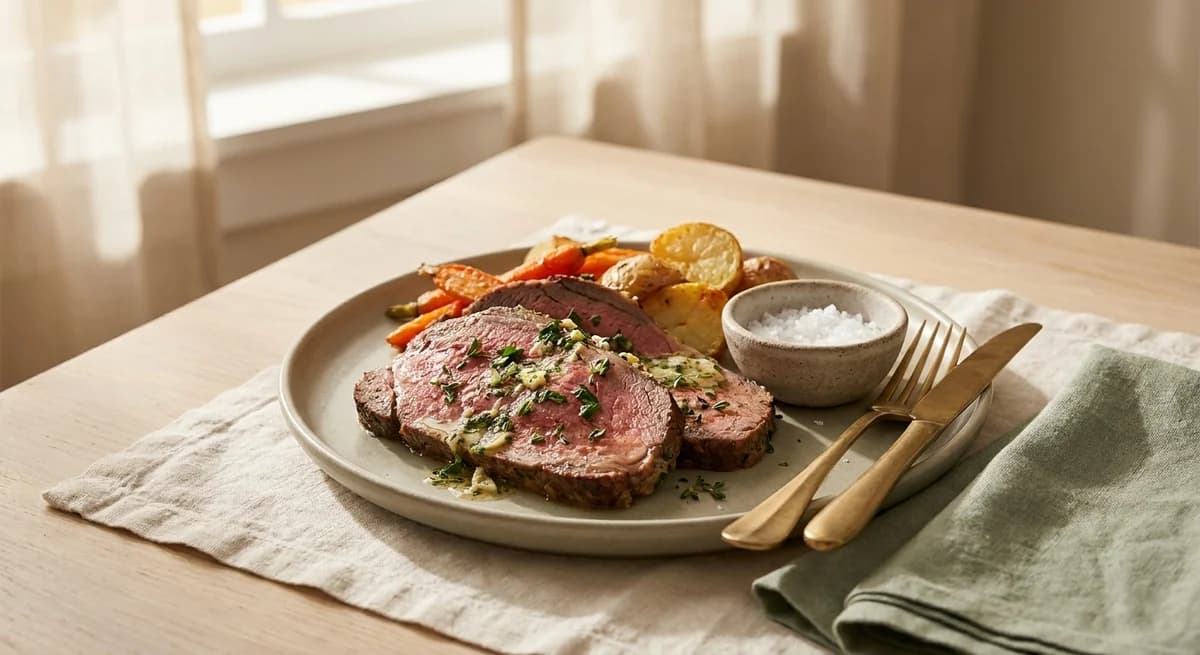 Garlic Herb Butter Beef Sunday Roast Recipe