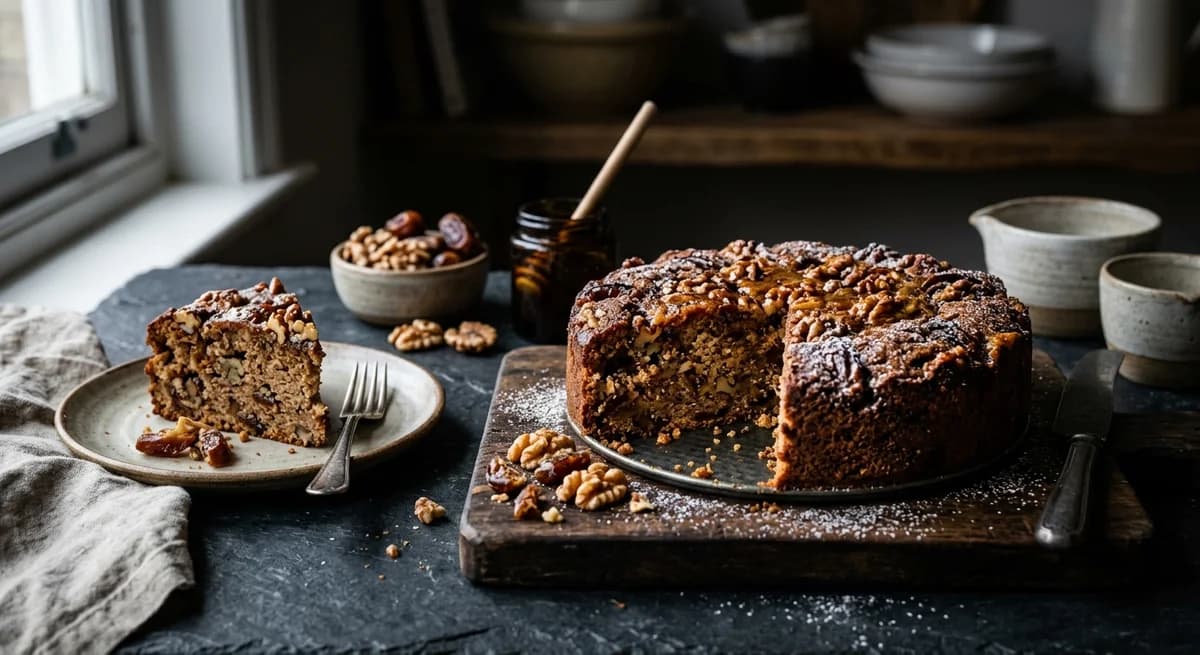 Rustic Spiced Walnut, Date & Honey Cake Recipe