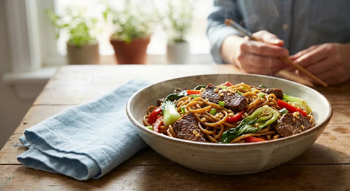 Savory Garlic Beef Lo Mein Recipe