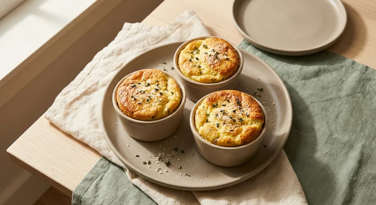 Savory Herb and Three-Cheese Souffles Recipe