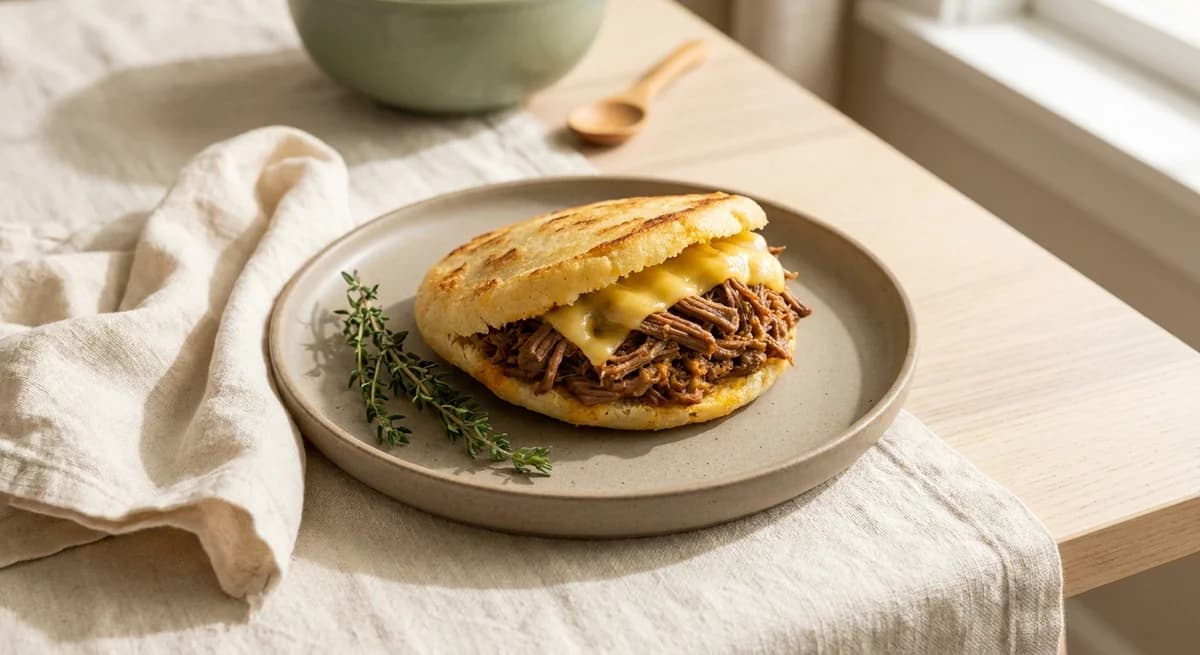 Savory Shredded Beef Arepa Pelua Recipe