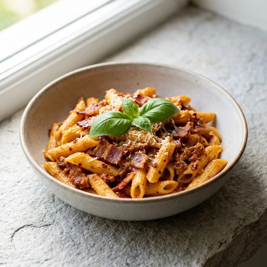 Smoky Bacon Spicy Arrabiata Penne Recipe