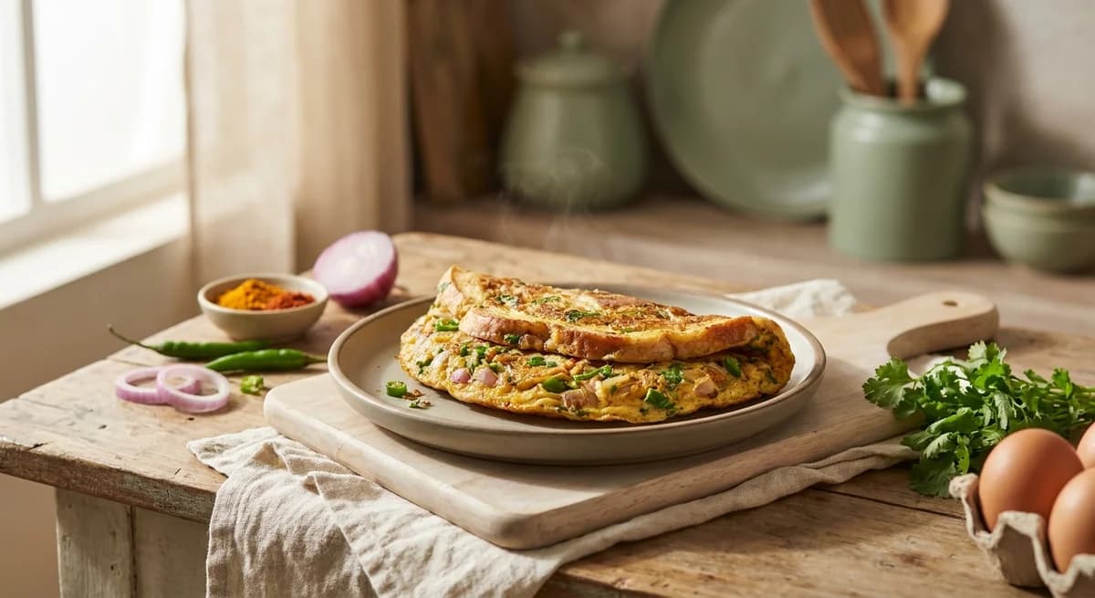 Spicy Masala Bread Omelette Recipe