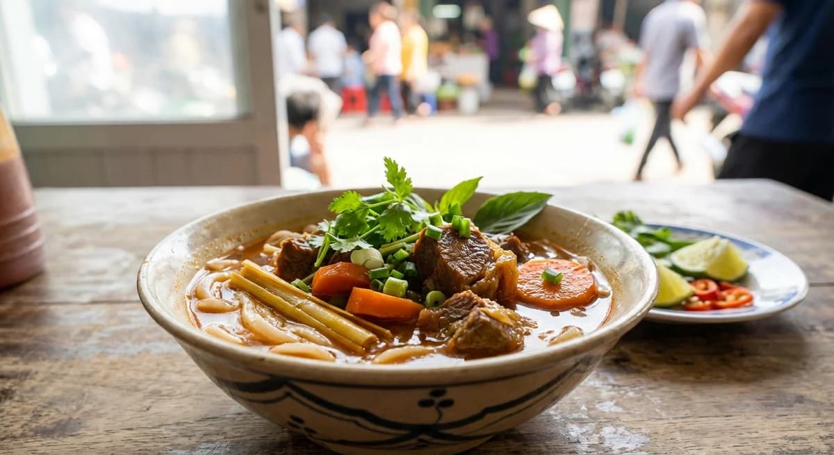Aromatic Vietnamese Lemongrass Beef Stew with Noodles