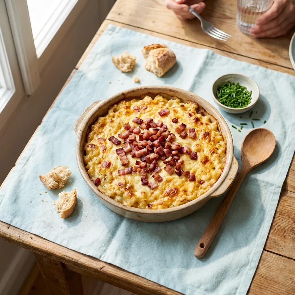 Baked Creamy Halušky Casserole with Crispy Bacon