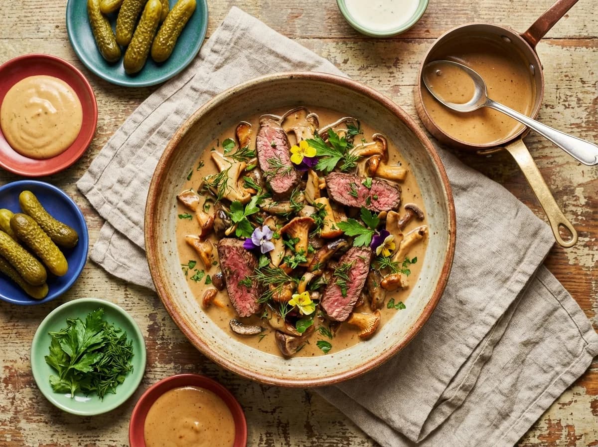 Bistro-Style Wild Mushroom and Cognac Beef Stroganoff
