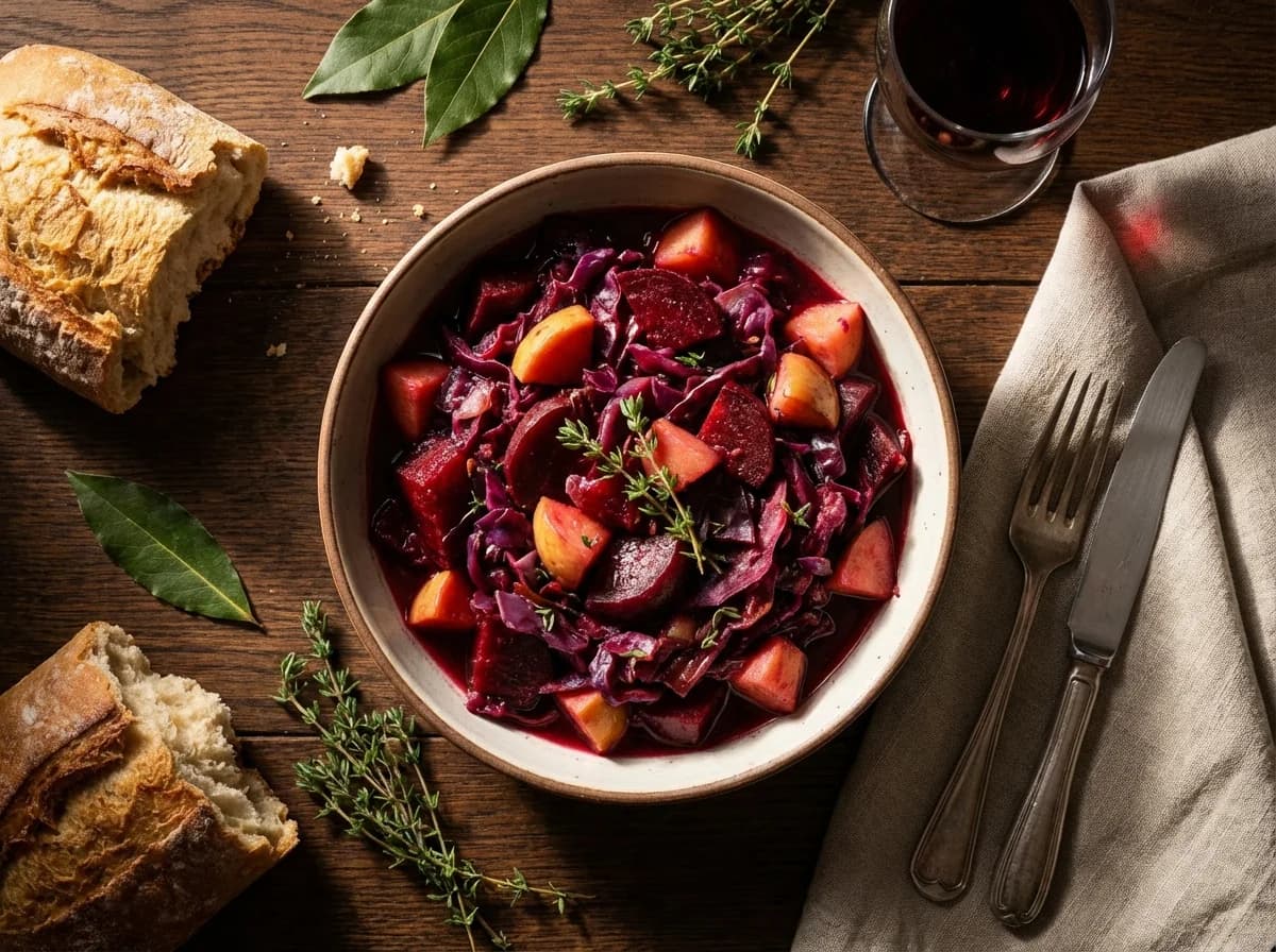 Braised Beetroot and Red Cabbage with Apple