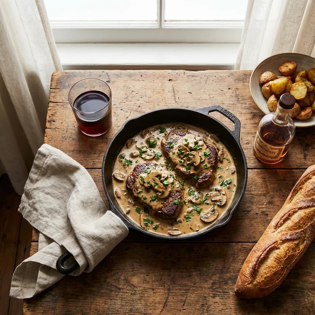 Classic Bistro Steak Diane with Cognac Cream