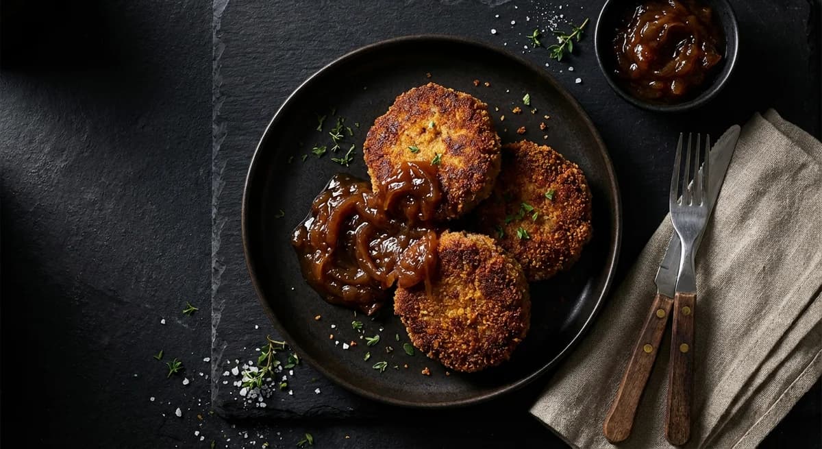 Classic Breaded Beef Karbonader with Sweet Onion Jam