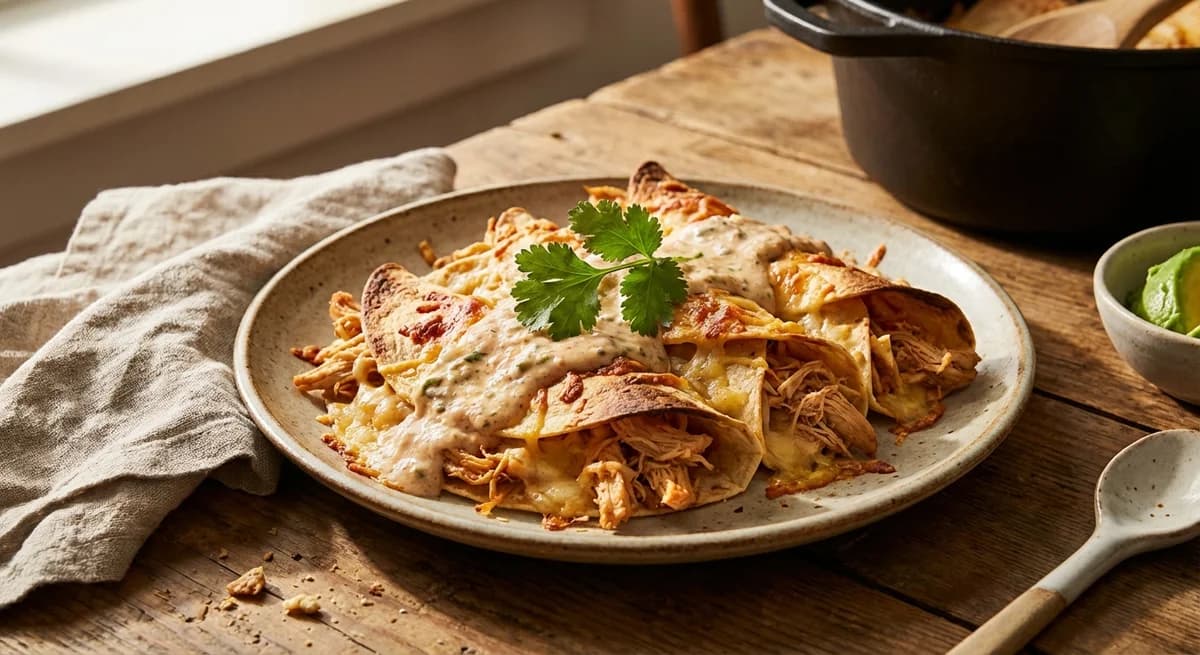 Creamy Salsa Crock Pot Chicken Baked Tacos Recipe