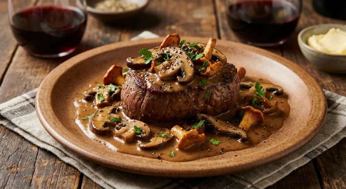 Creamy Wild Mushroom Steak Diane