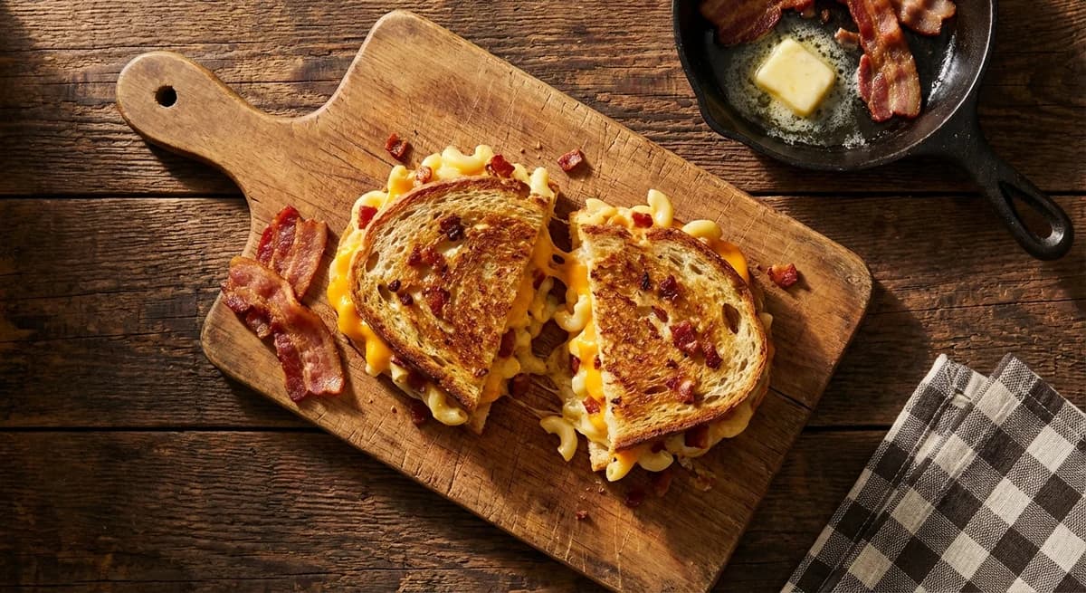 Crispy Bacon Grilled Mac and Cheese Sandwich Recipe