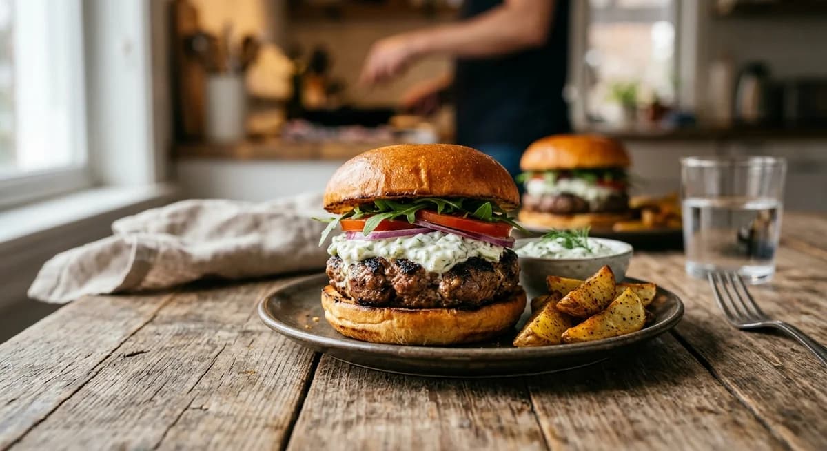 Easy Greek Lamb Tzatziki Burgers Recipe