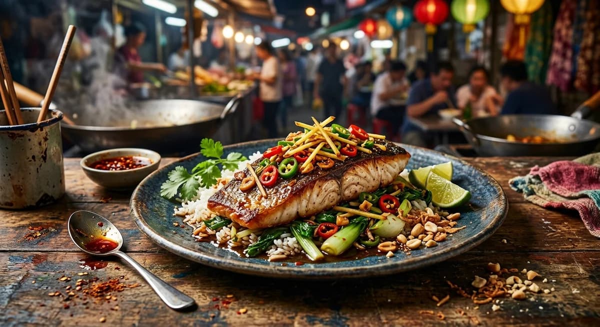 Easy Sea Bass with Sizzled Ginger and Chilli Recipe