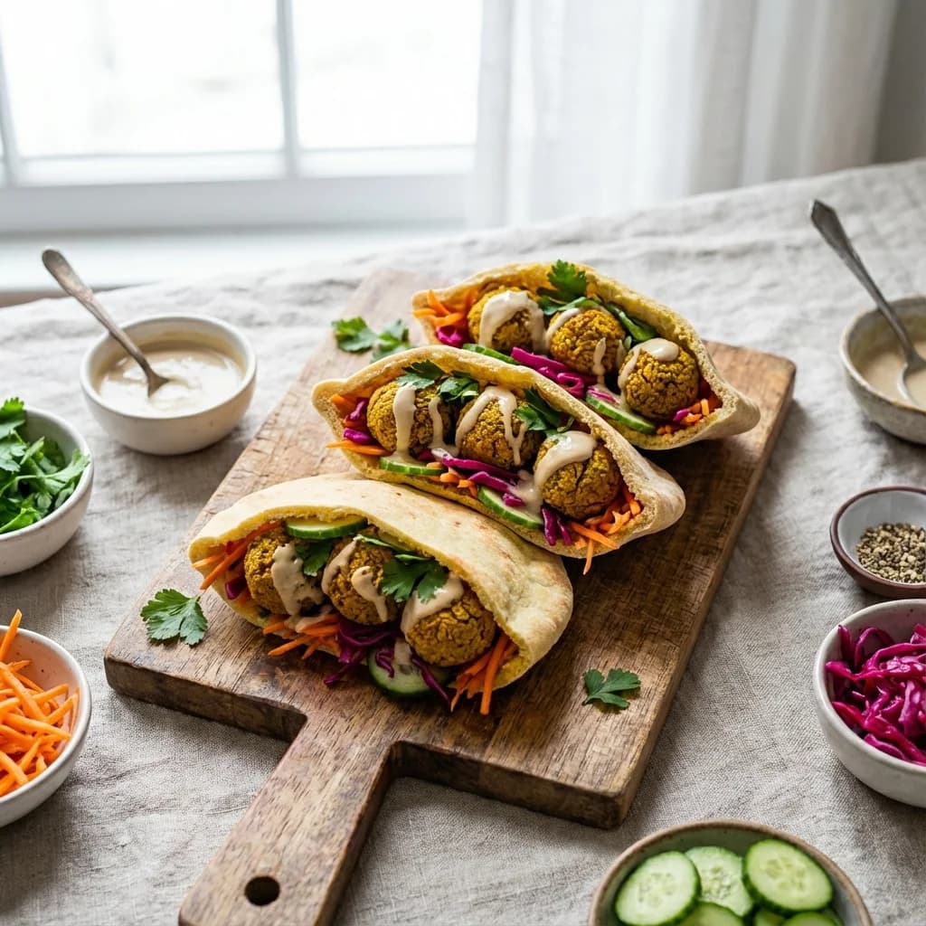 Golden Turmeric & Carrot Falafel Pitas