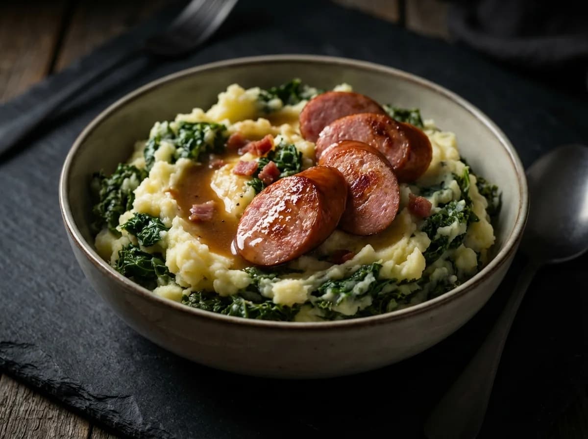 Hearty Kale Stamppot with Smoked Sausage