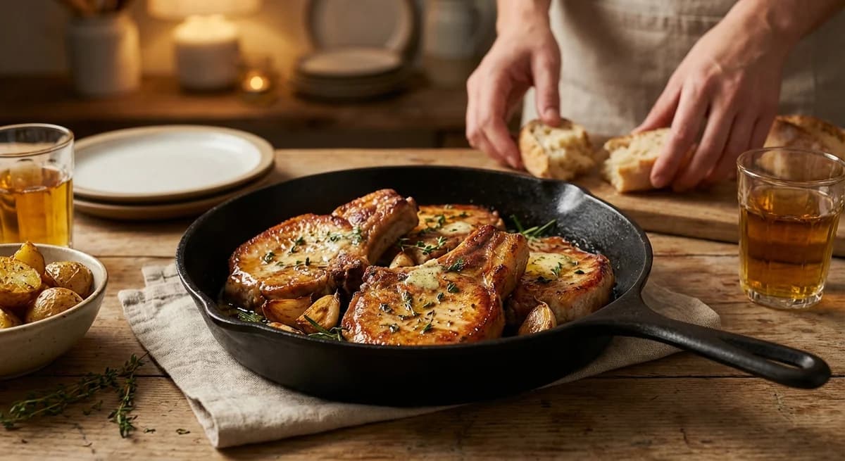 Juicy Garlic Butter Roasted Pork Chops