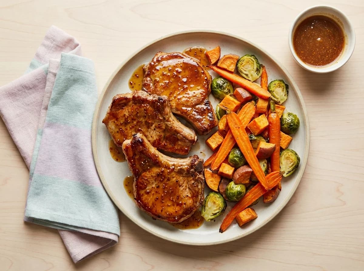 Maple-Dijon Glazed Pork Chops with Harvest Vegetables