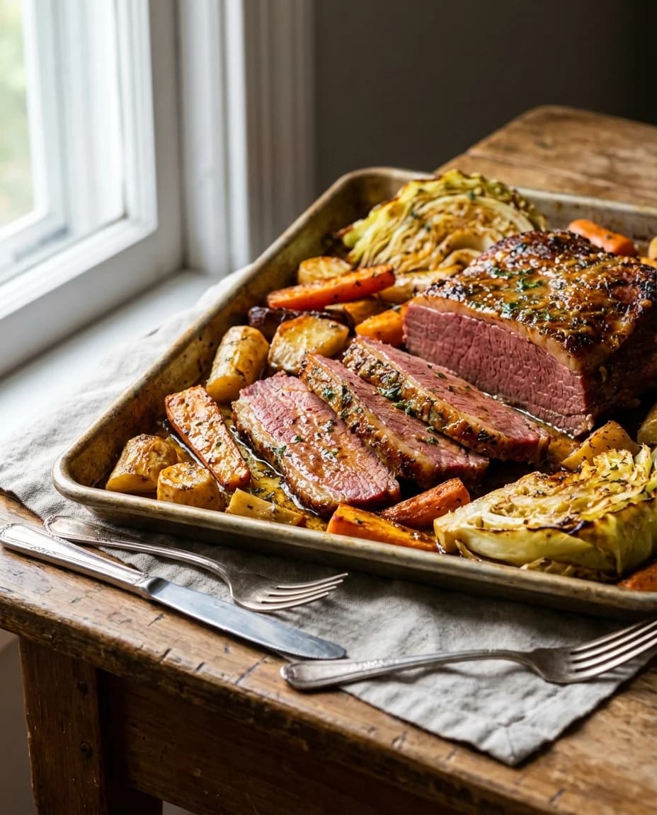 Maple Mustard Sheet Pan Jiggs Dinner