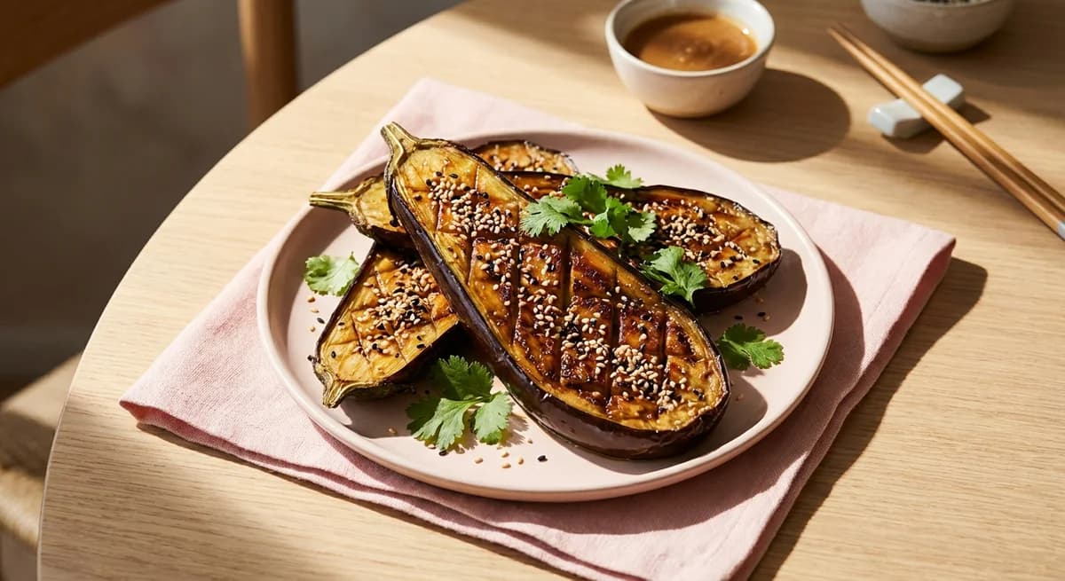 Miso Glazed Griddled Aubergine with Toasted Sesame