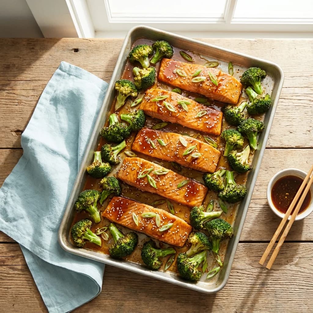 One-Pan Honey Teriyaki Salmon with Roasted Broccoli