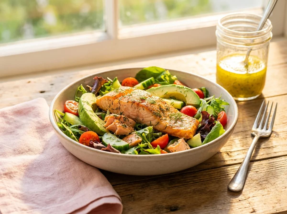 Roasted Salmon and Avocado Salad with Lemon-Dill Vinaigrette
