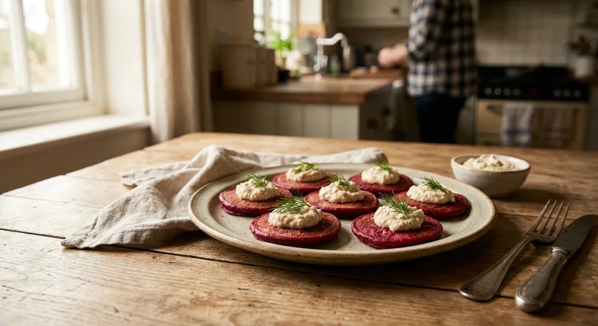 Ruby Beetroot Blinis with Horseradish Cream