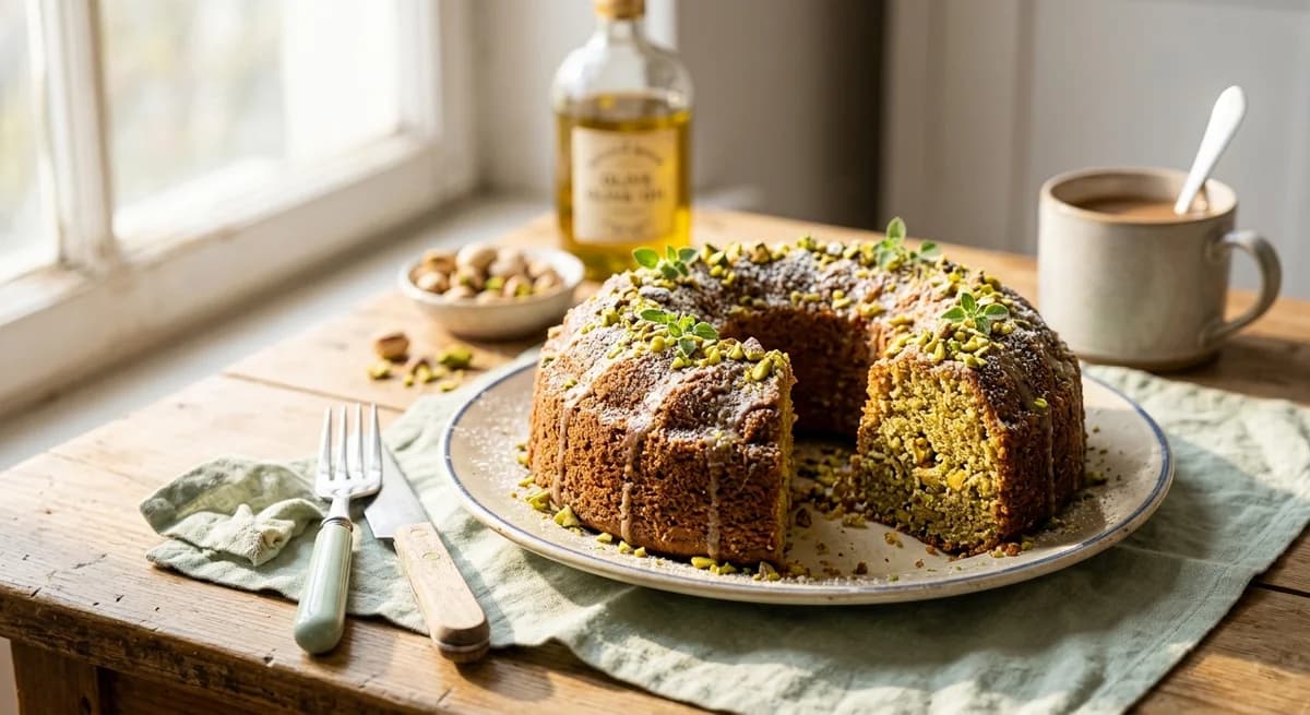 Rustic Olive Oil Pistachio Cake Recipe