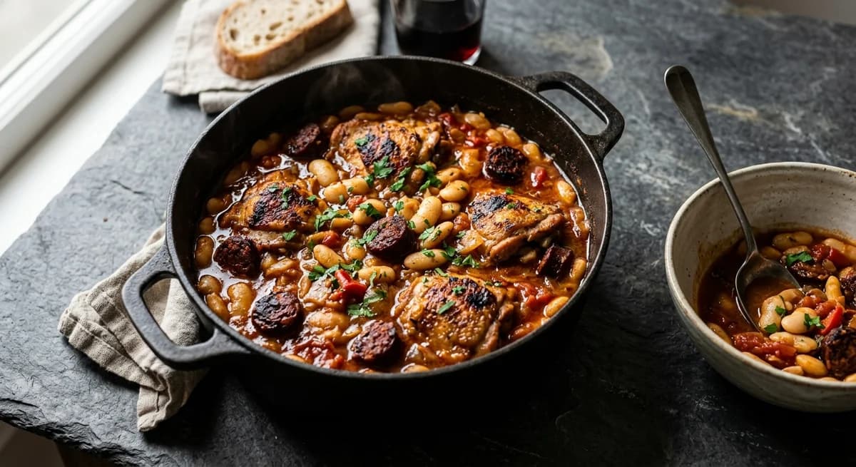 Rustic One-Pot Spanish Beans with Chicken and Chorizo