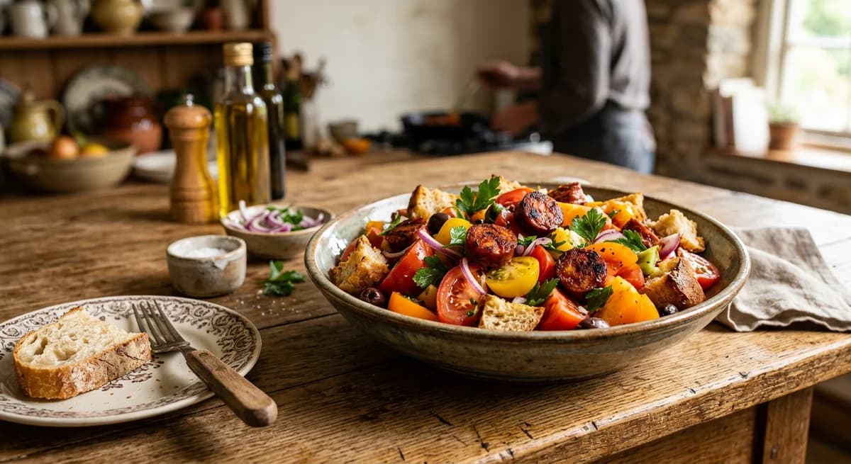 Rustic Spanish Chorizo and Tomato Salad Recipe