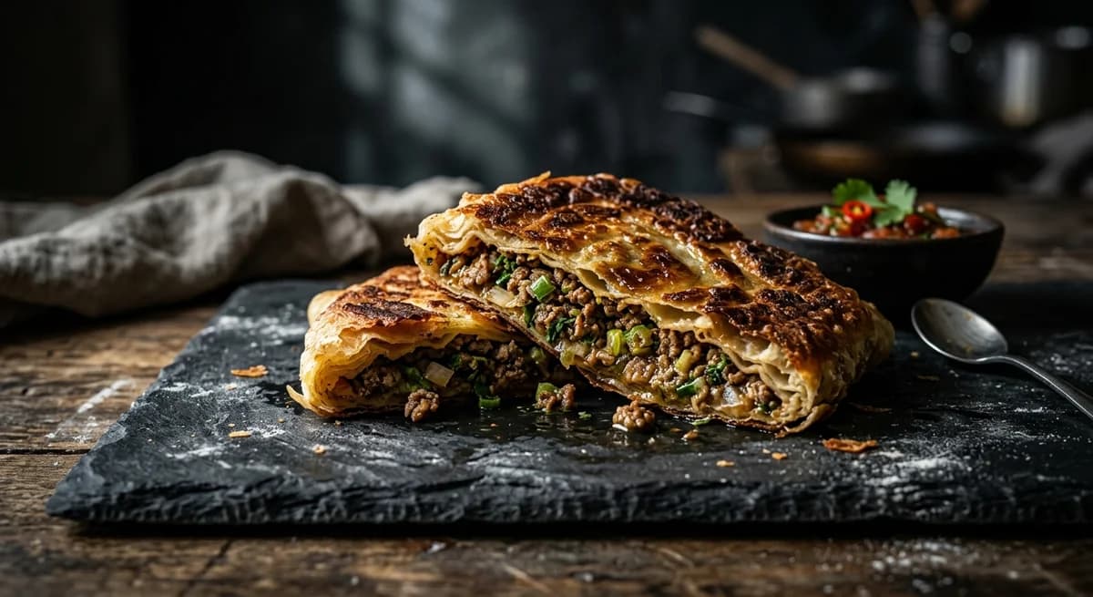 Savory Beef and Scallion Mutabbaq Recipe