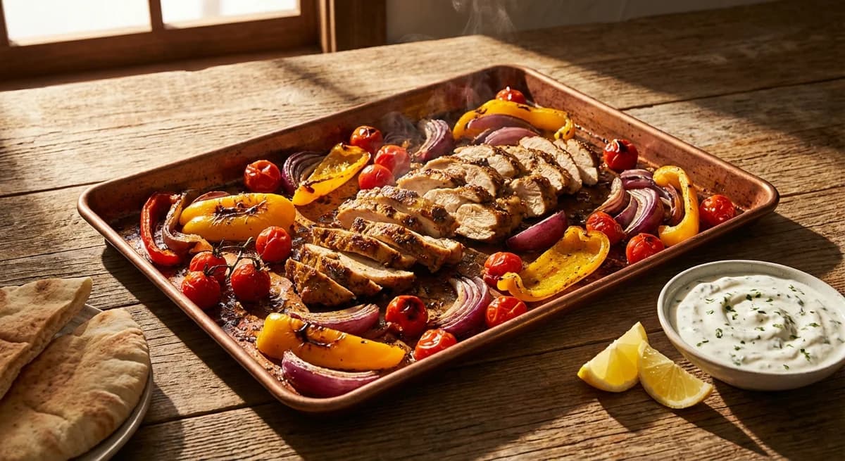Sheet Pan Chicken Shawarma with Garlic Yogurt