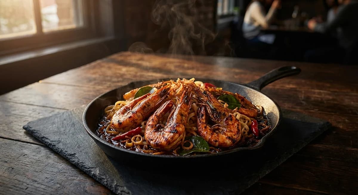 Sizzling Dry Laksa King Prawn Stir-Fry