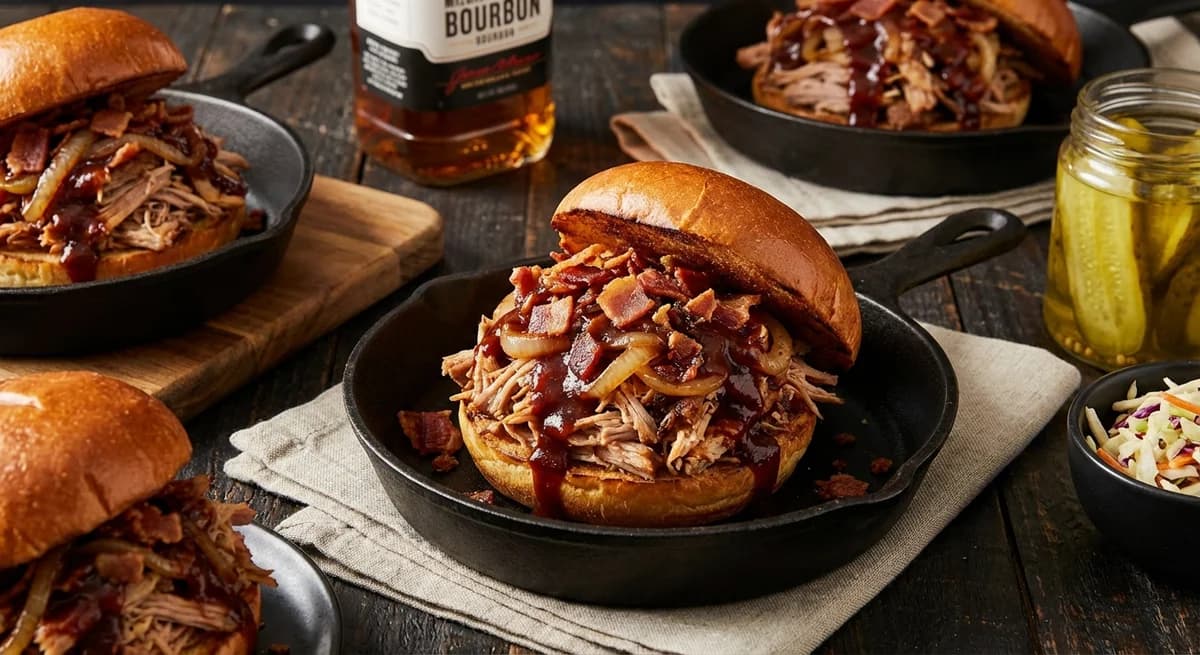 Smoky Bourbon Bacon Pork Joes