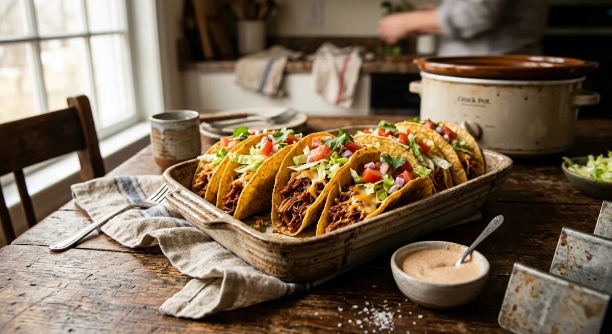 Smoky Chipotle Crock Pot Chicken Baked Tacos Recipe