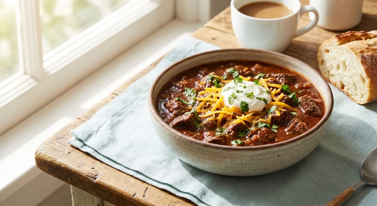 Smoky Coffee Braised Beef Chili