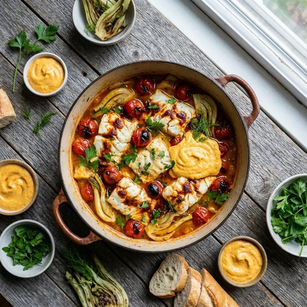 Smoky Tomato and Fennel Fish Stew with Quick Rouille