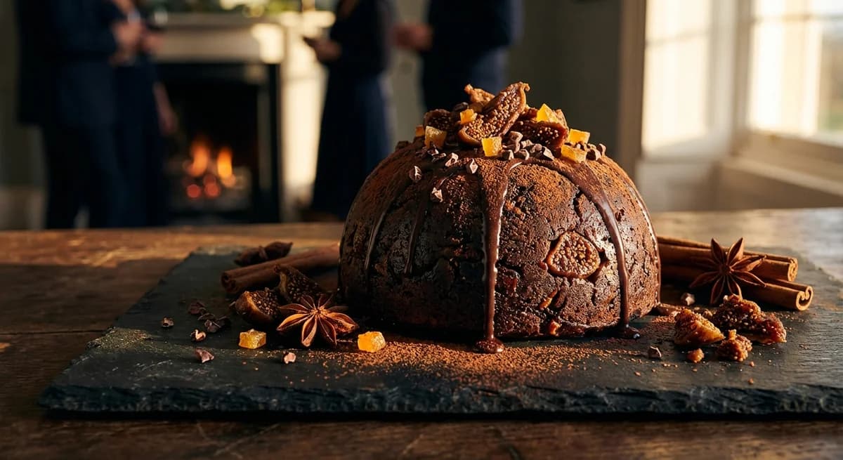 Spiced Chocolate and Fig Christmas Pudding