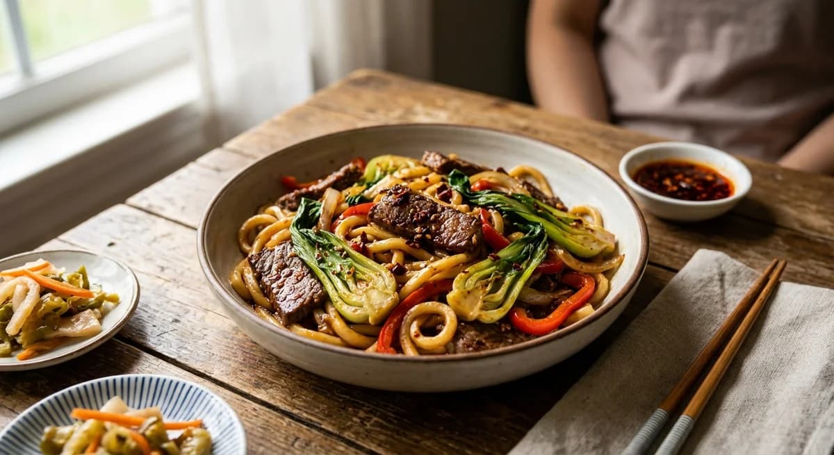 Spicy Beef Yaki Udon Stir-Fry Recipe