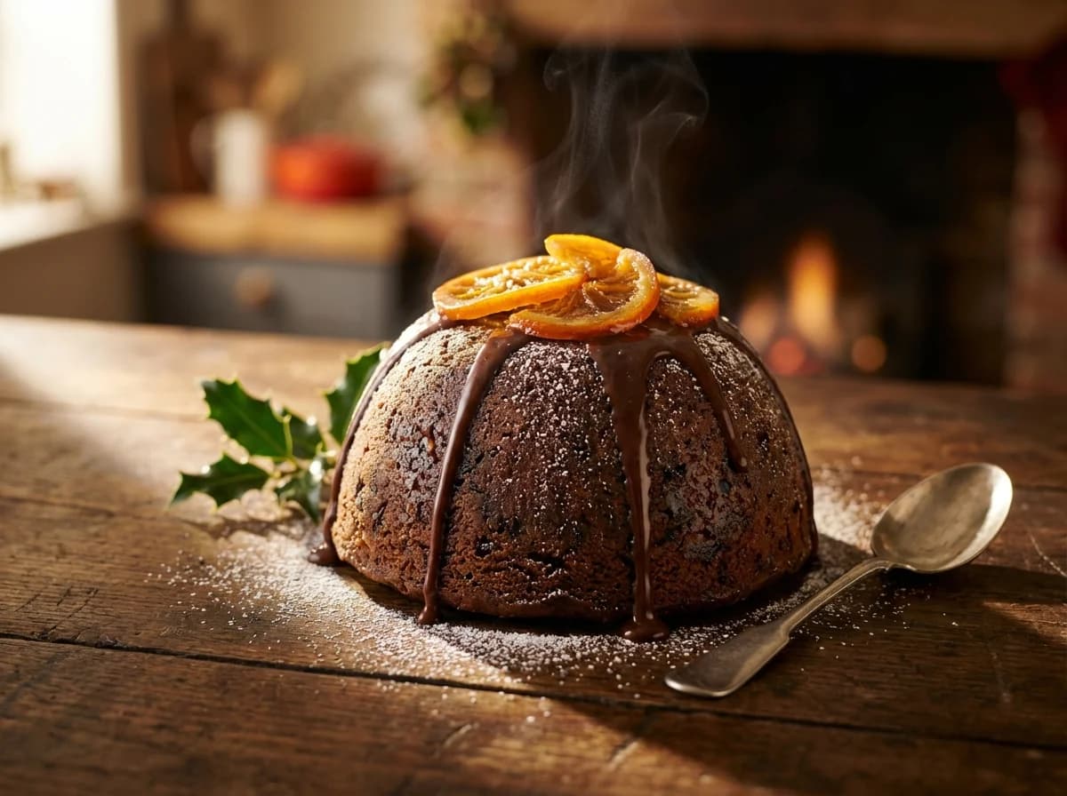 Steamed Chocolate Orange Christmas Pudding
