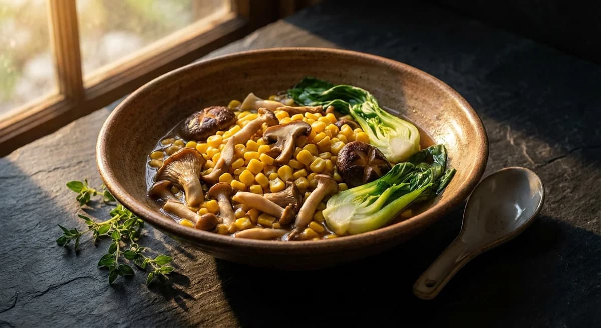 Sweet Corn and Mushroom Lau Chay