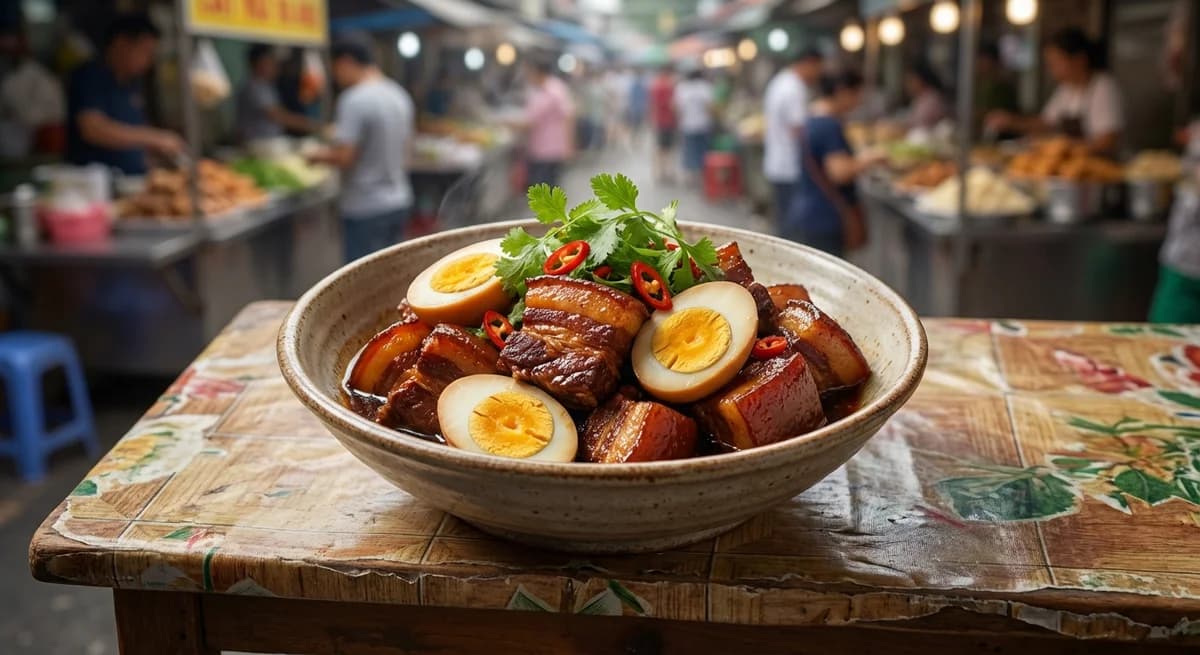 Tender Braised Vietnamese Caramel Pork with Eggs