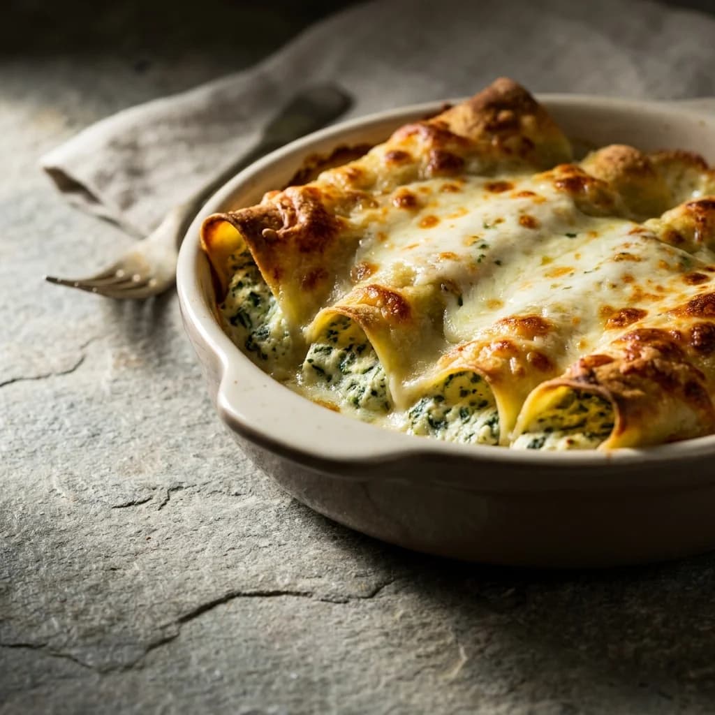 Baked Homestyle Spinach & Ricotta Cannelloni Recipe