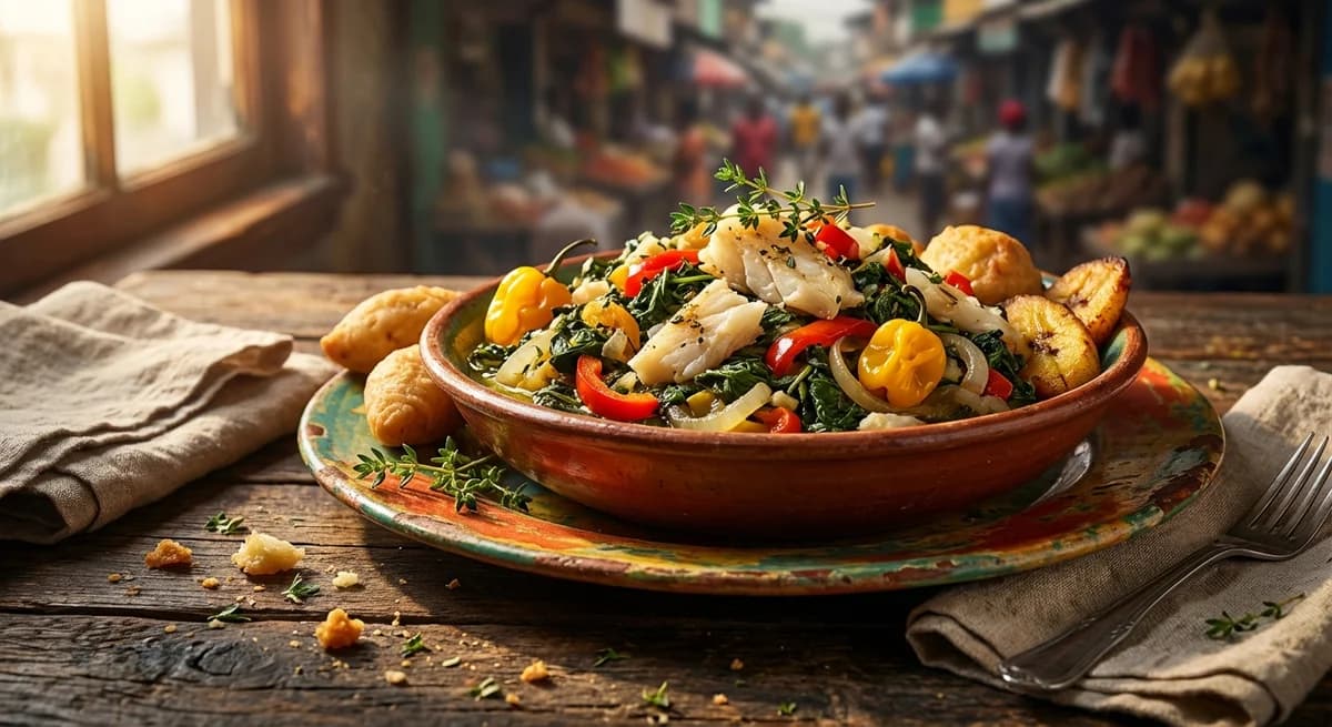 Classic Jamaican Callaloo with Saltfish
