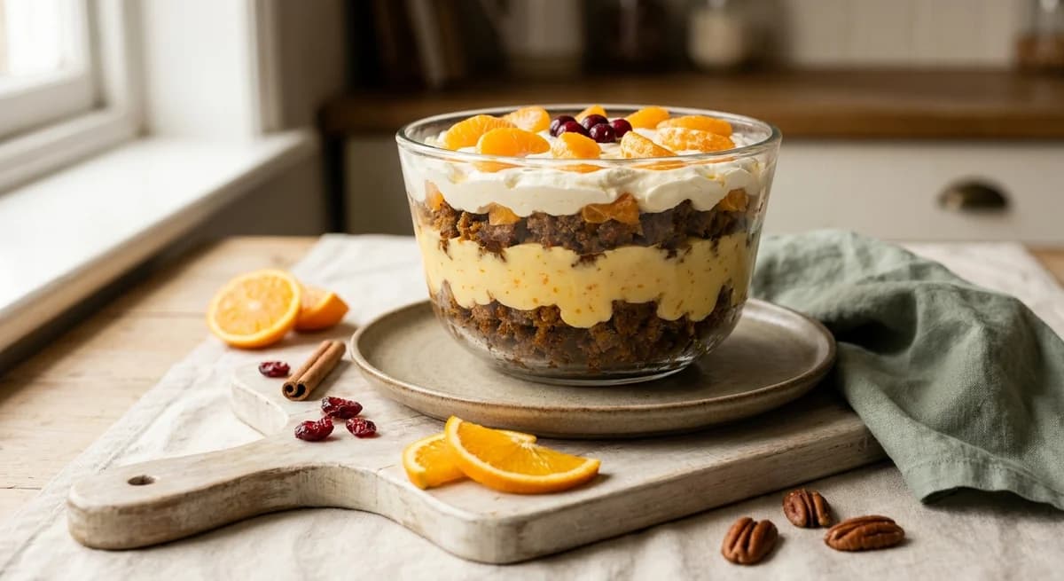 Creamy Christmas Pudding Trifle with Orange Custard
